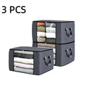 6-Pack Grey Foldable Thick Cloth Clothing Storage Bags with Handles, Travel Organizers for Bedroom Wardrobe, Window, Cabinet, Tool, Student Item Organization (Clothes, Bedding)