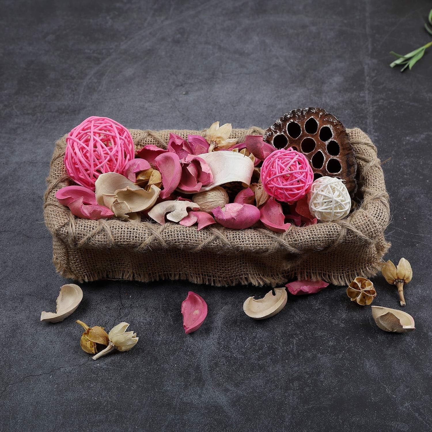 Pink Potpourri Bags,Rose Scented Decorative Potpourri Dried Flowers,Home Fragrance Perfume Sachet of Fresh Smell,Bowl Vase Filler Wedding Party Decor,9.9 Oz