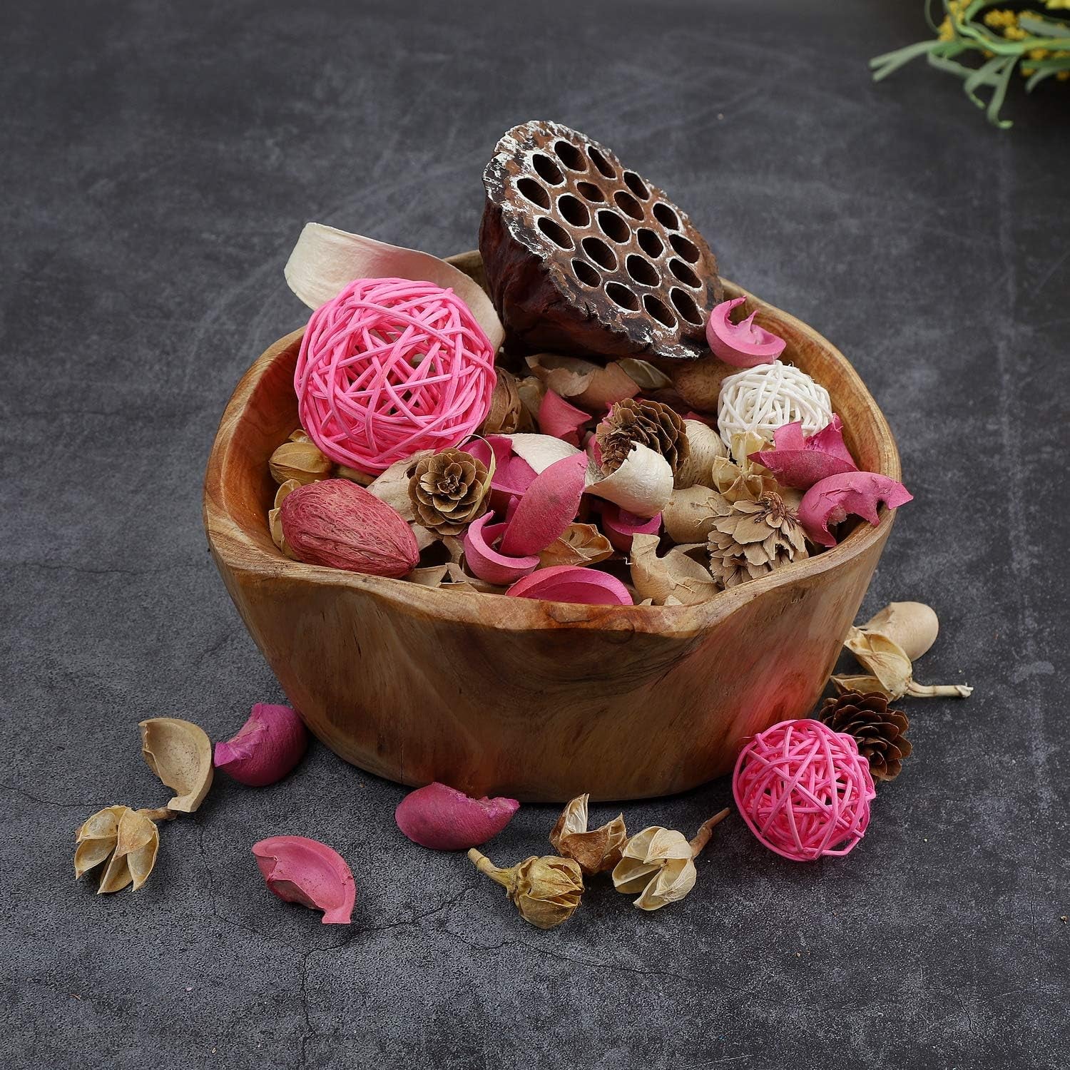 Pink Potpourri Bags,Rose Scented Decorative Potpourri Dried Flowers,Home Fragrance Perfume Sachet of Fresh Smell,Bowl Vase Filler Wedding Party Decor,9.9 Oz