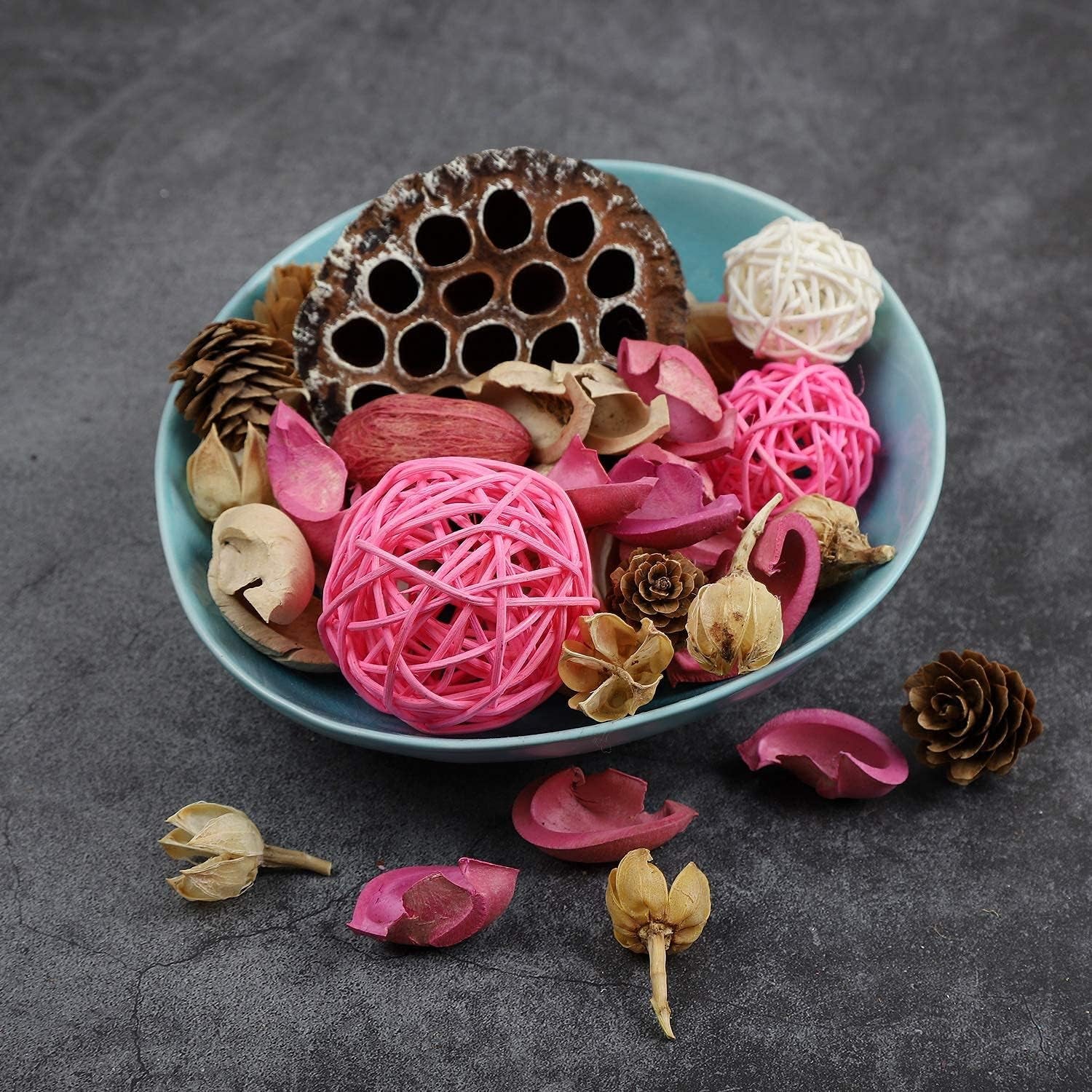 Pink Potpourri Bags,Rose Scented Decorative Potpourri Dried Flowers,Home Fragrance Perfume Sachet of Fresh Smell,Bowl Vase Filler Wedding Party Decor,9.9 Oz