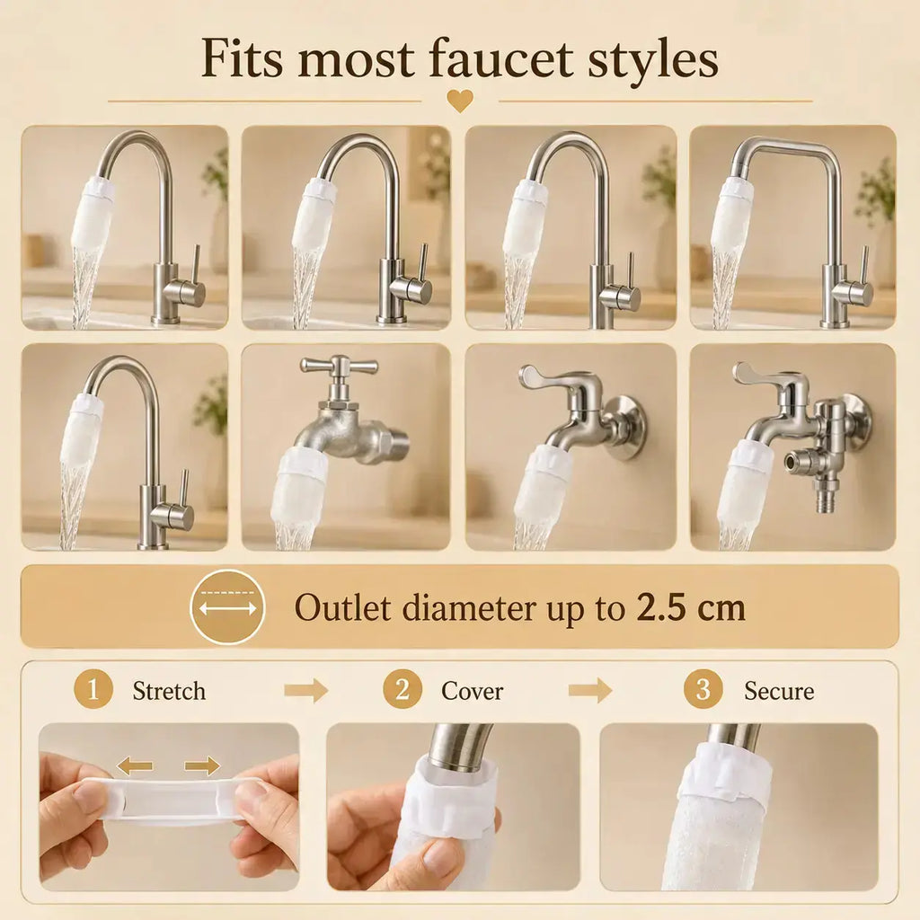Faucet Water Filter Bag for Kitchen Sink, Removes Rust & Impurities, Reusable Purifier Pouch for Tap Water, Spring Water, Camping & Travel